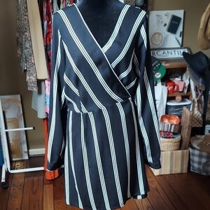 Xhilaration Black & White Striped Wrap Mini Dress